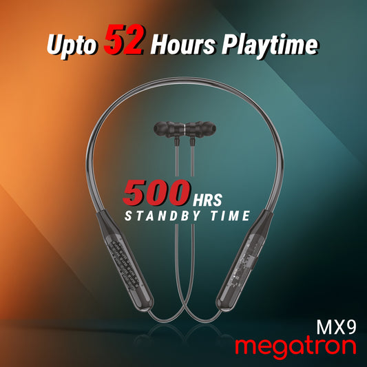 UNIX MX-9 Megatron Neckband with 52H Playtime, 500 hrs standby time