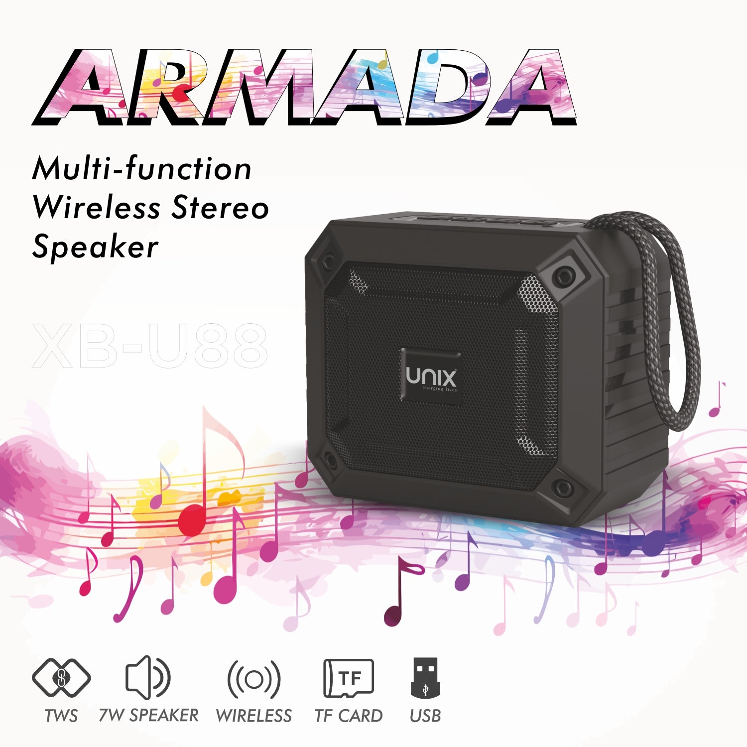 Unix XB-U88 Armada 7W Wireless Portable Bluetooth Speaker
