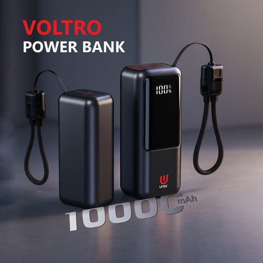 UNIX VOLTRO 10000mAh Power Bank – 22.5W PD Fast Charging with Digital Display