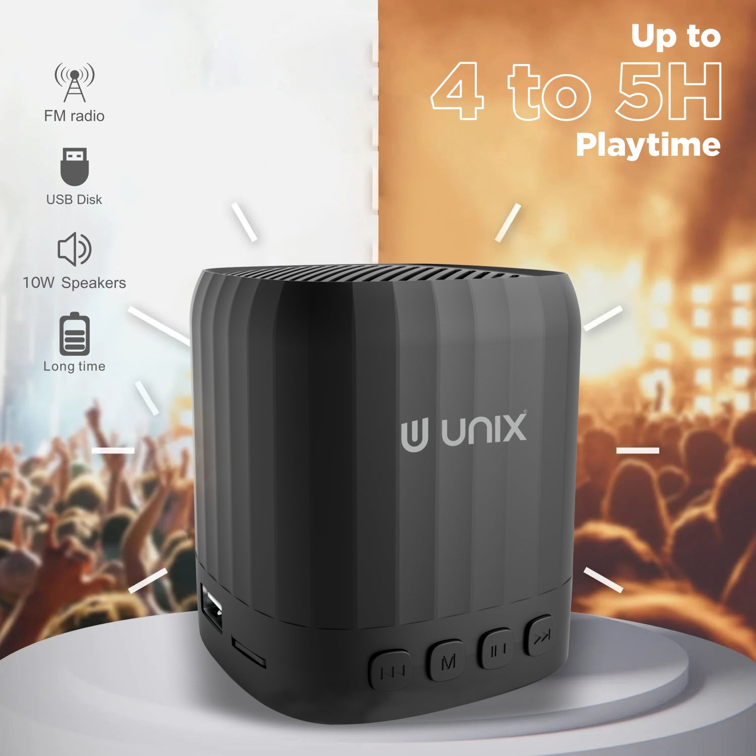 UNIX Gen-Z Mini Bluetooth Speaker β Compact Design, 5W Stereo Sound
