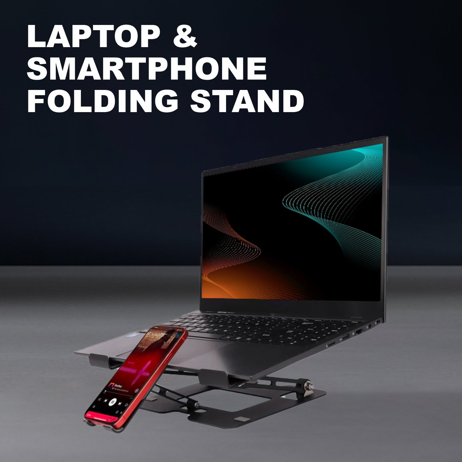 UNIX UX-LS11 Metal Laptop Stand – Adjustable & Portable Laptop Stand for Laptops, Tablets, and Smartphone
