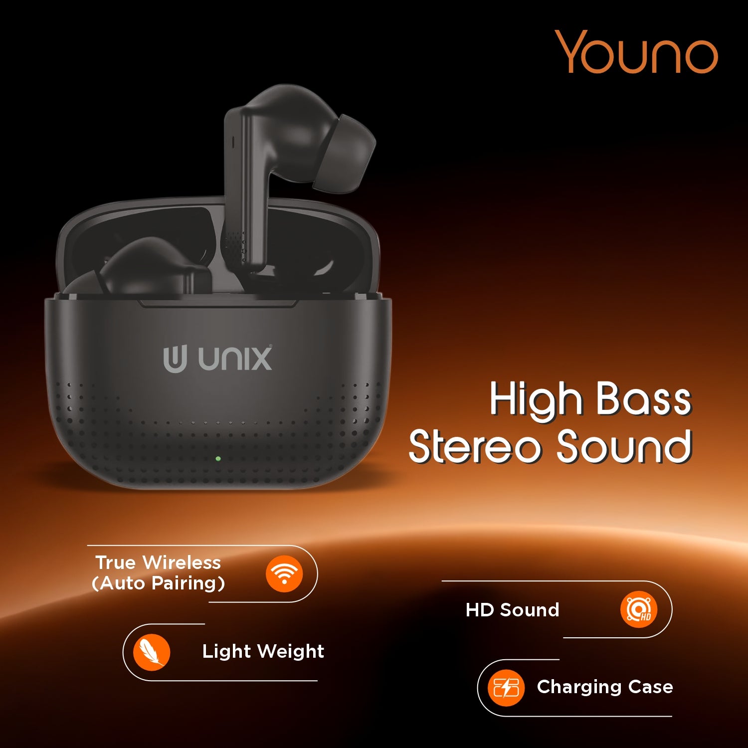 UNIX Youno Airbud Z5 – 42H Playtime, ENC, IPX4 & High Bass Sound
