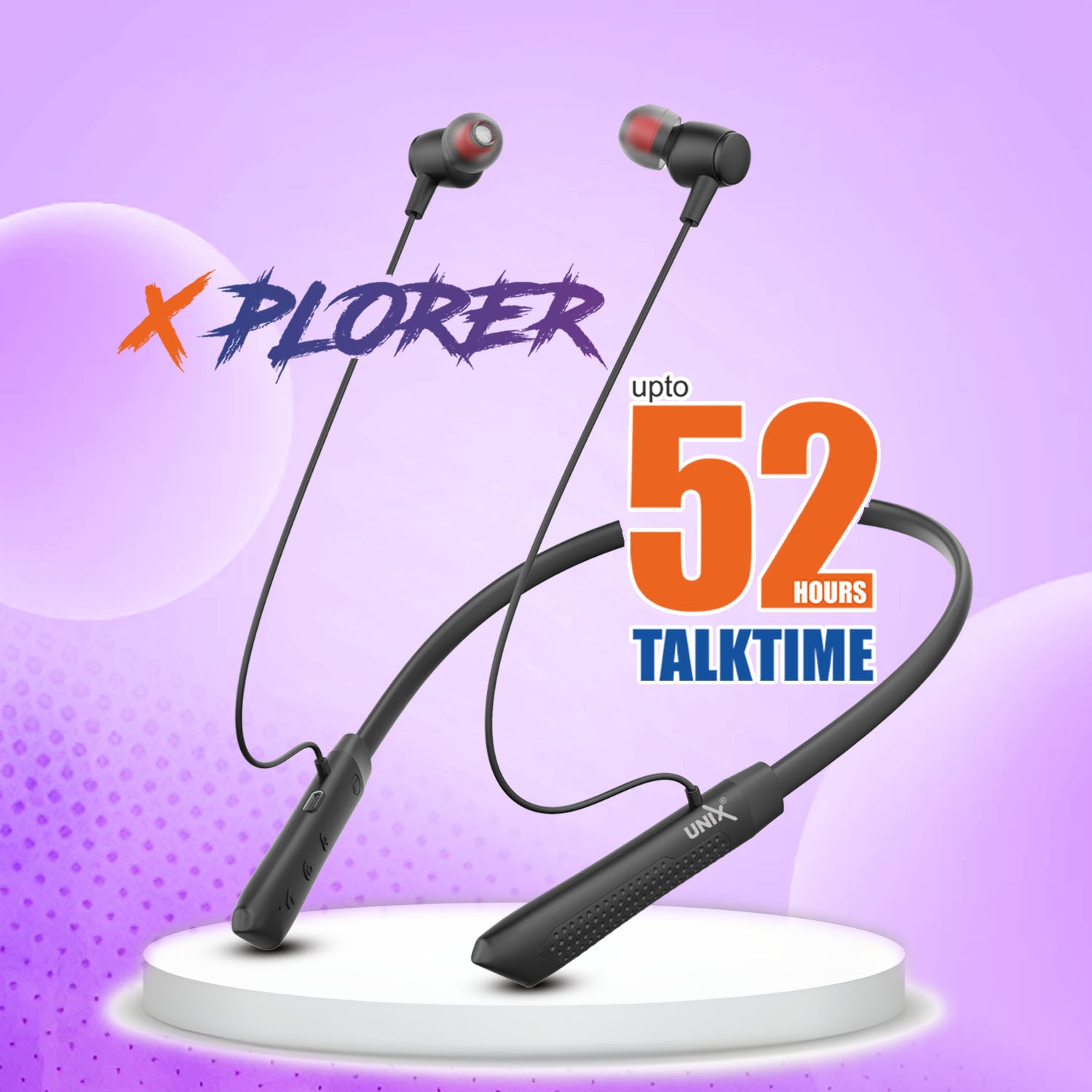 Unix Explorer UX-700 Pro Bluetooth Neckband äóñ 52 Hours Playtime, Thumping Bass