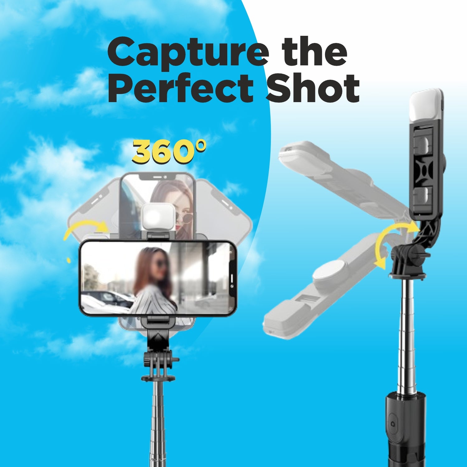 UNIX UX-SF01 ClickStick – 360° Rotating Selfie Stick with Tripod & Remote