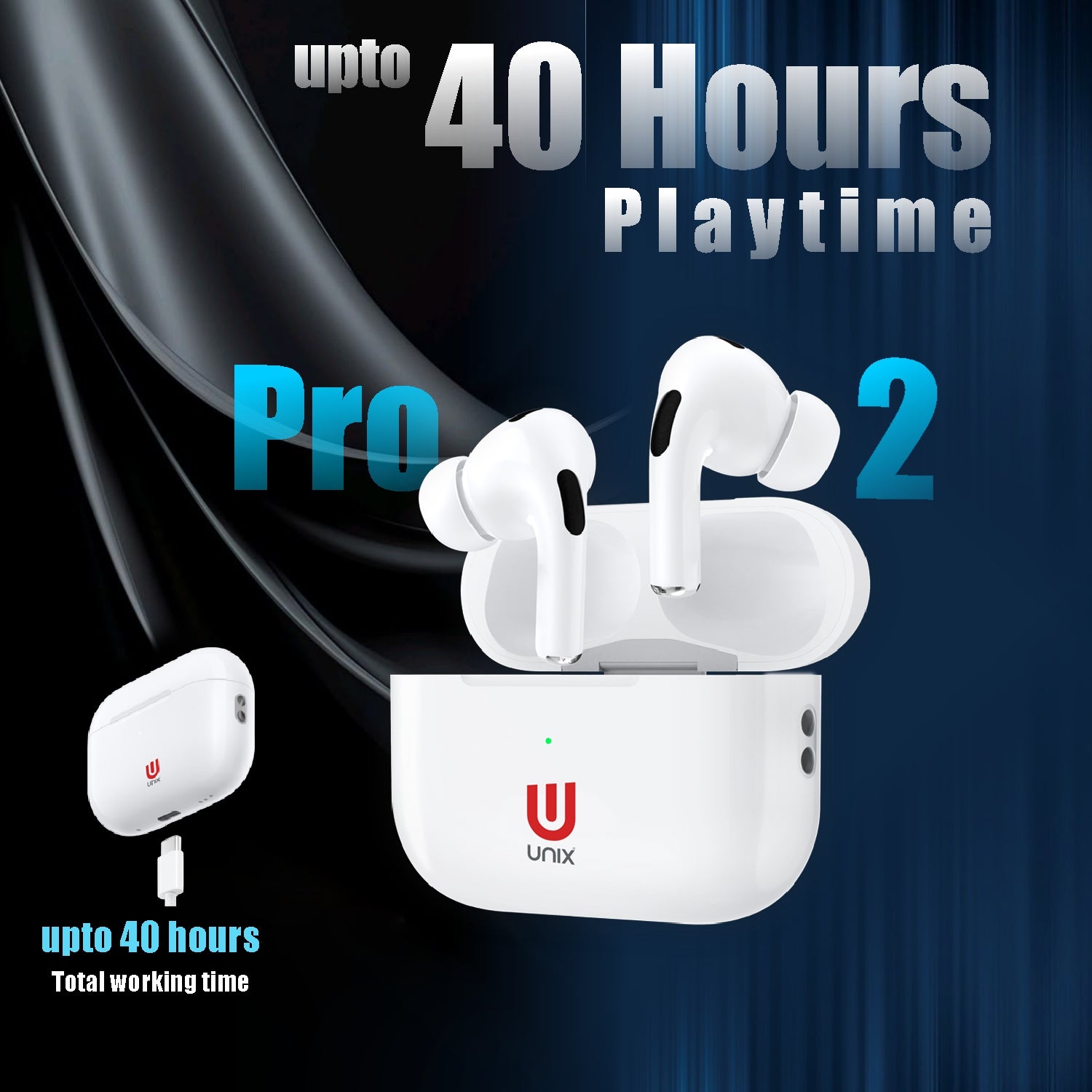 Unix UX-999 Pro 2 Wireless Earbuds - Premium Sound and Touch Control