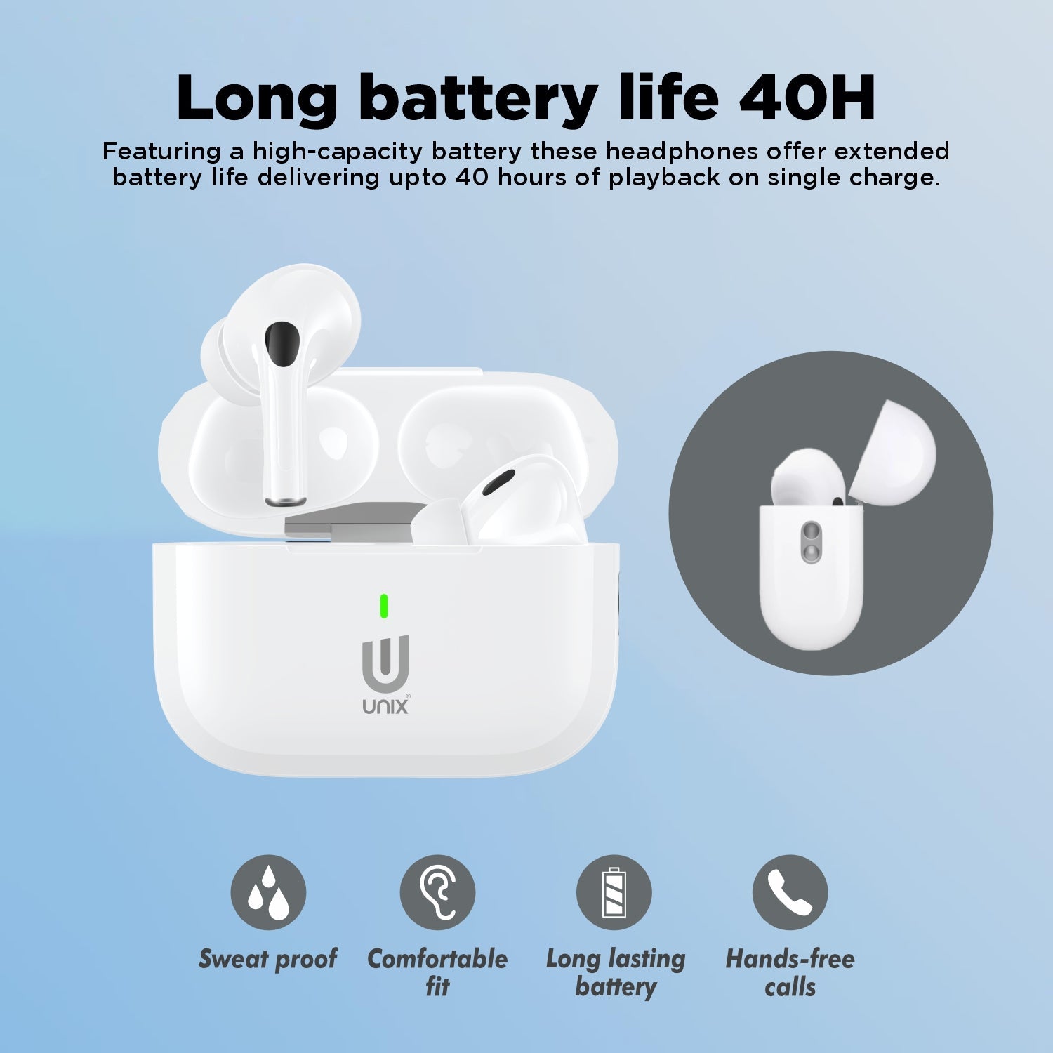 Unix Airbuds Z2 Bloom β ANC True Wireless Earbuds with 40Hr Playtime, High Bass, BT 5.4 & Pure Cobalt Battery