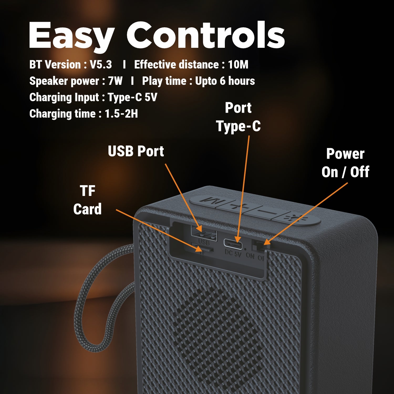 UNIX PopBeat RGB Bluetooth Speaker – Heavy Bass, RGB Glow & 6H Playtime