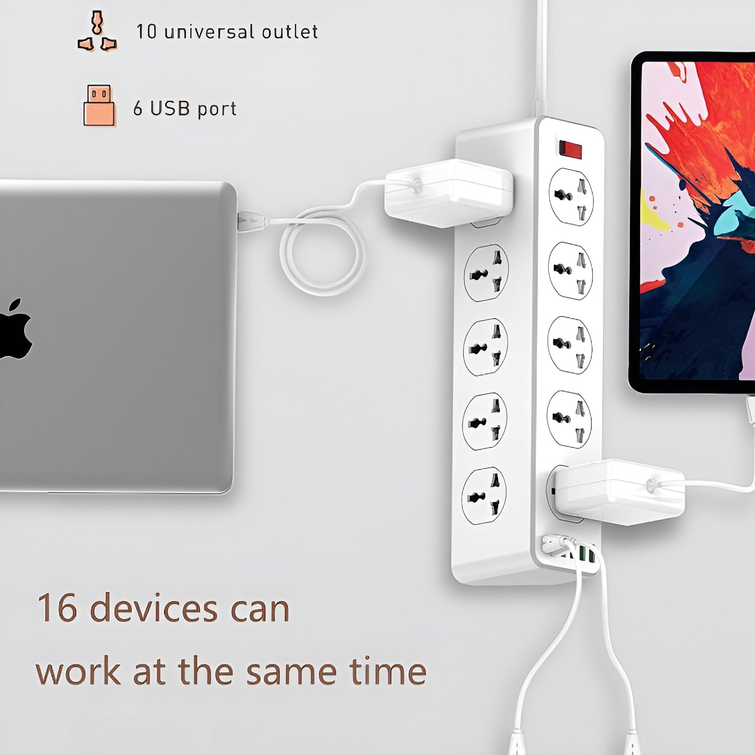 UNIX UX-222 | 10 USB Port + Power Socket Charging Hub with QC & PD Ports | BIS Approved