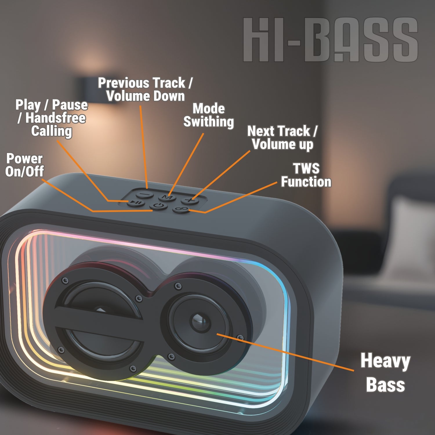 UNIX Style Box XB-U77 β 10W RGB Wireless Speaker with TWS Function & 1500mAh Battery