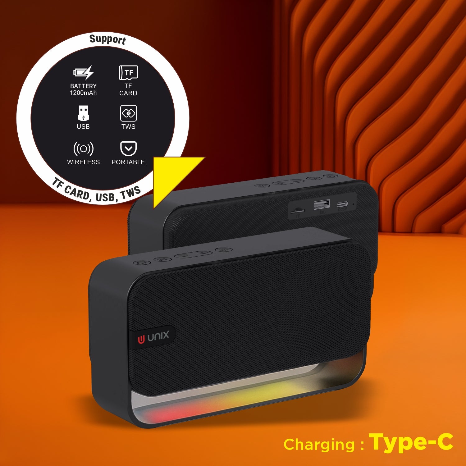 Quad 12W RGB Bluetooth Speaker