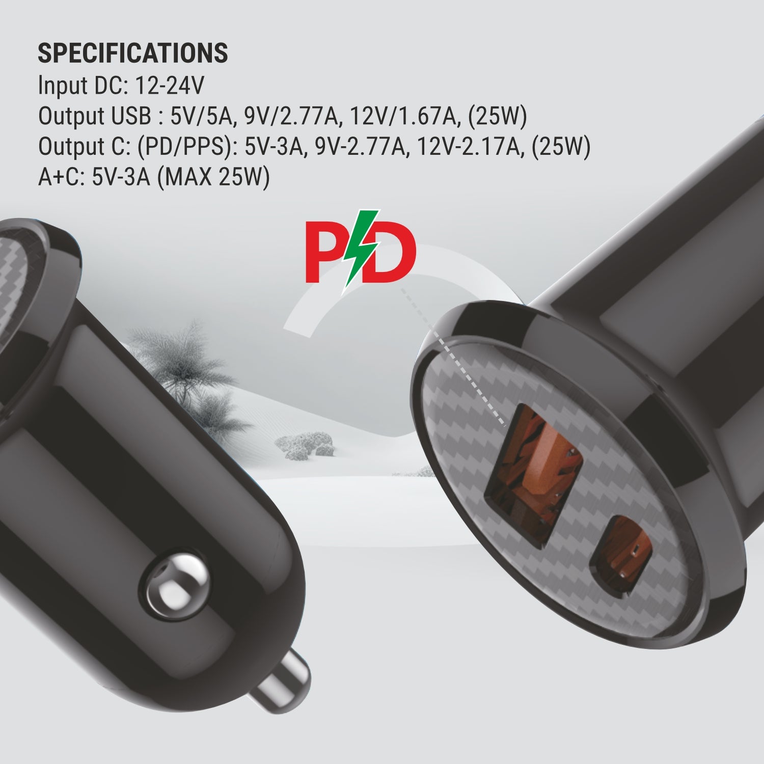 UNIX UX-C77 | 25W Mini Car Charger with PD + USB | Ultra-Fast, Compact & Budget-Friendly