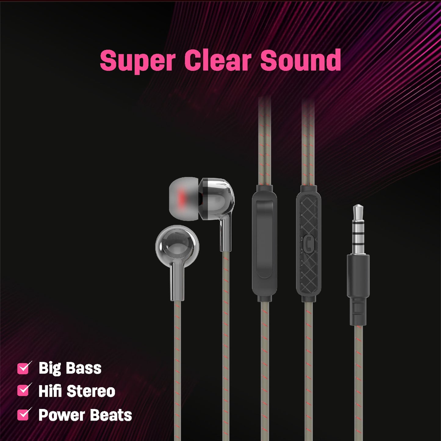 UNIX Konrad Wired Earphones Hi-Fi Stereo Sound with HD Mic & Deep Bass