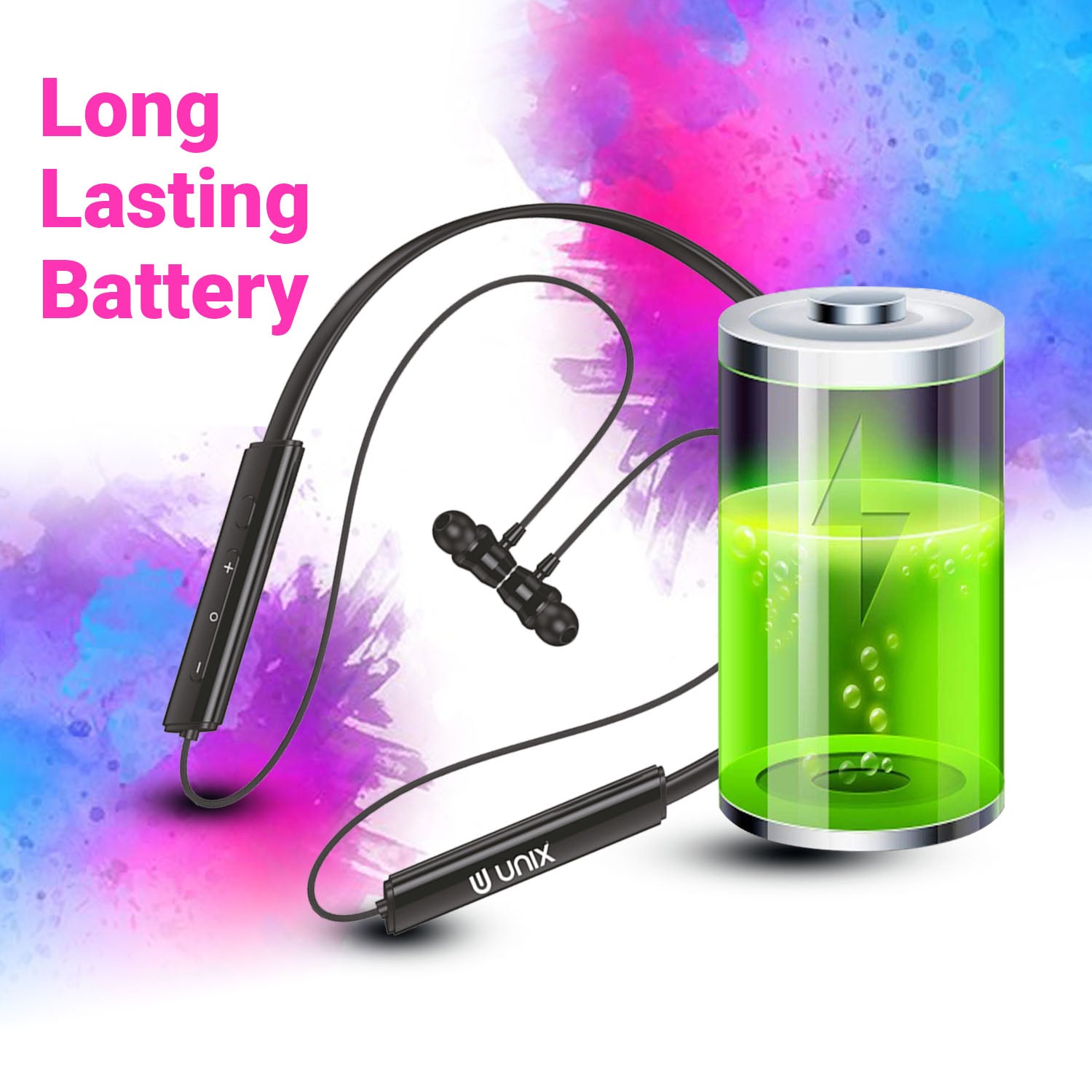 Unix Movie-It UX-W300 Bluetooth Neckband äóñ 62 Hours Playtime, ENC, Super Bass