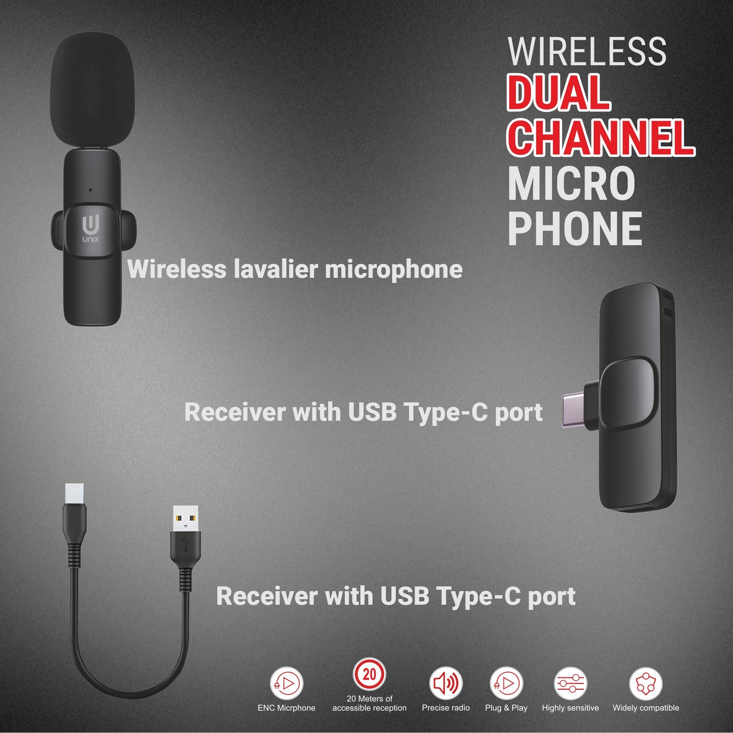 UNIX MC2 Wireless Dual Microphone