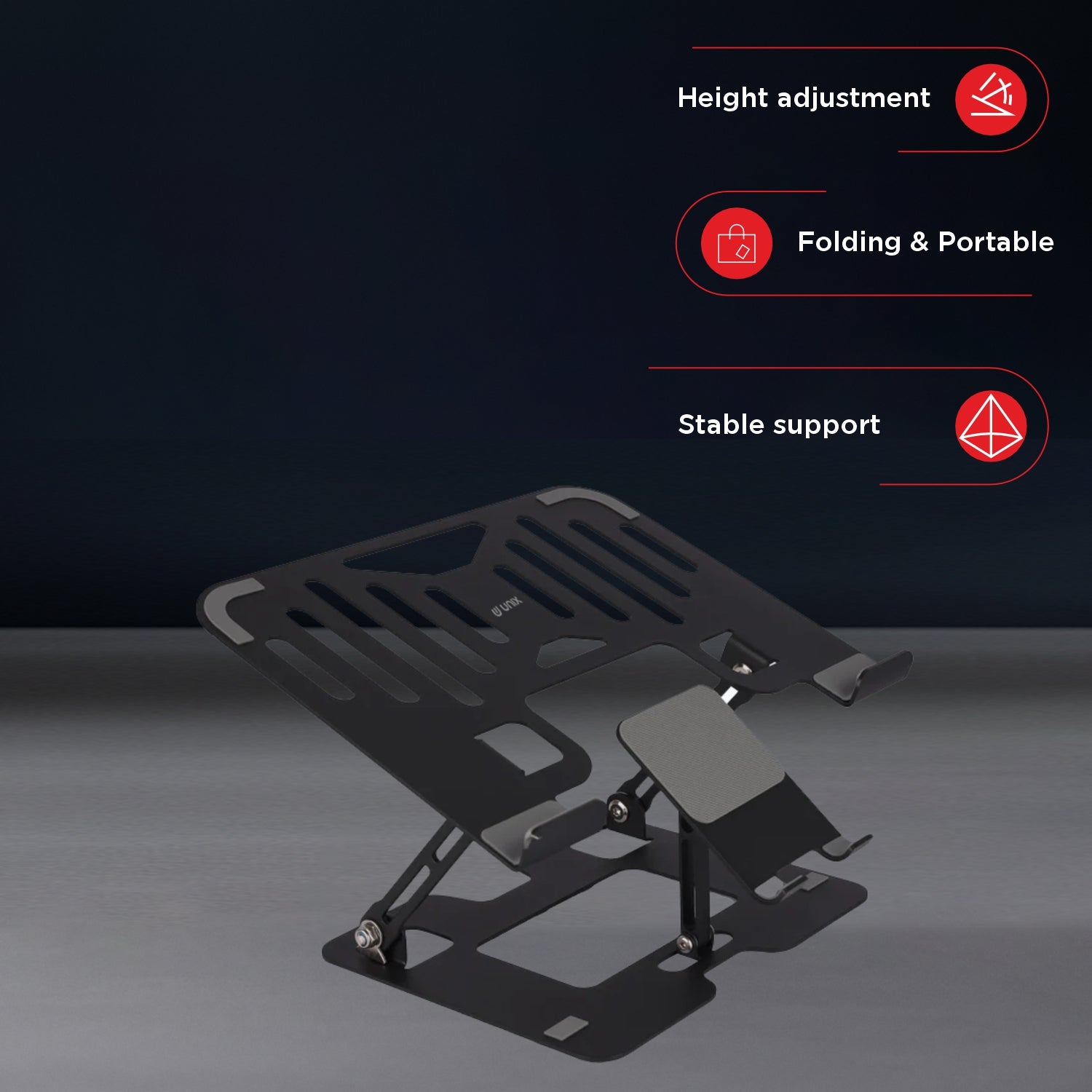 UNIX UX-LS11 Metal Laptop Stand – Adjustable & Portable Laptop Stand for Laptops, Tablets, and Smartphone