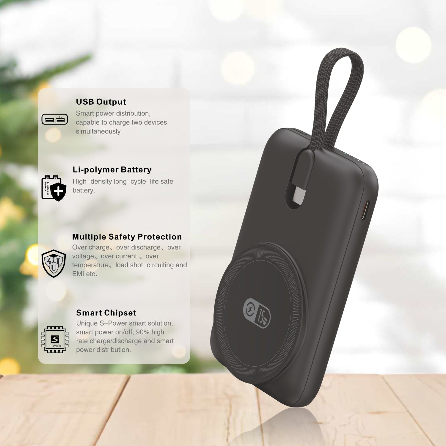 UNIX UX-1513 Dave 10000mAh Wireless Power Bank