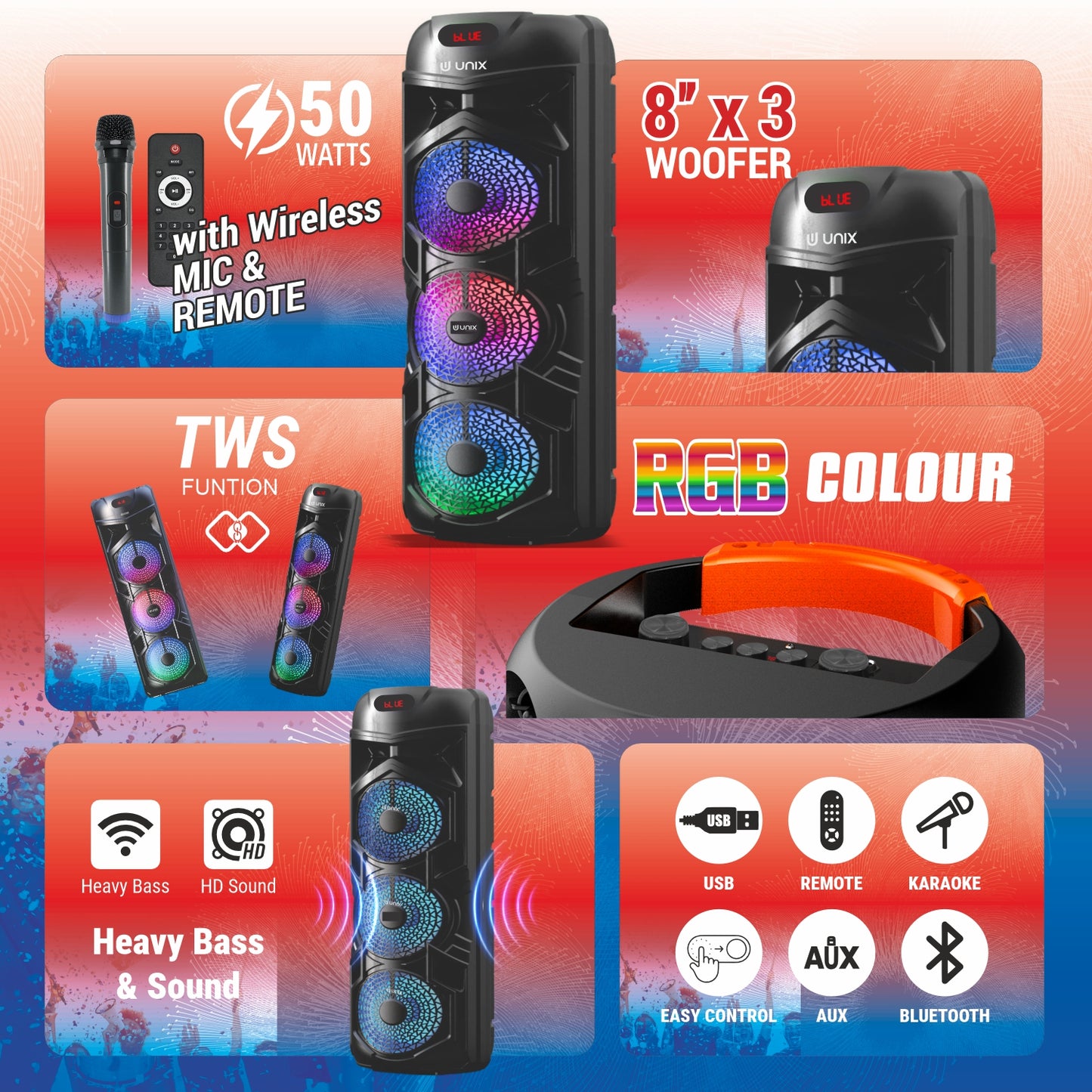 Decibelz Rhythm 50W RGB Party Speaker