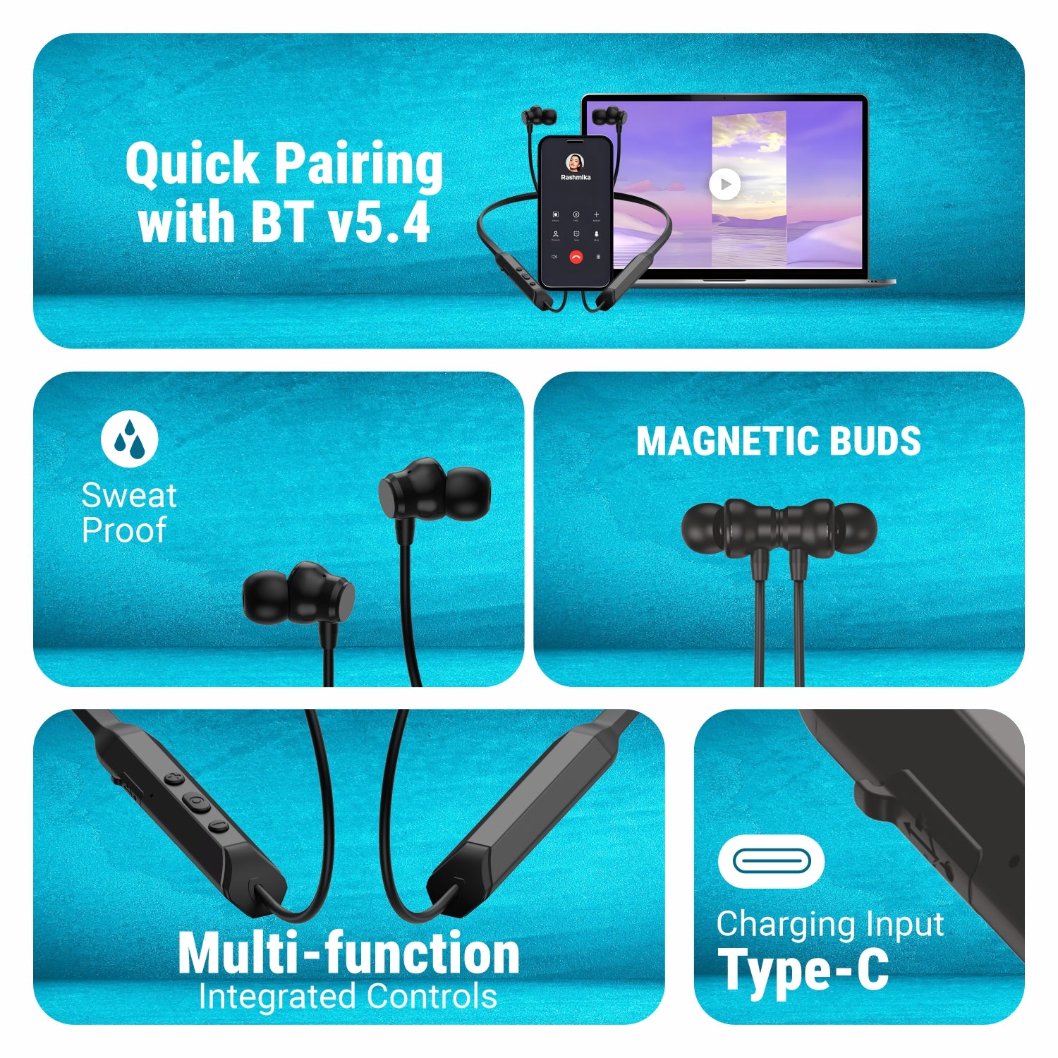Unix Solo UX-900 PRO Bluetooth Neckband Voice Changer and 62Hr Playtime all function