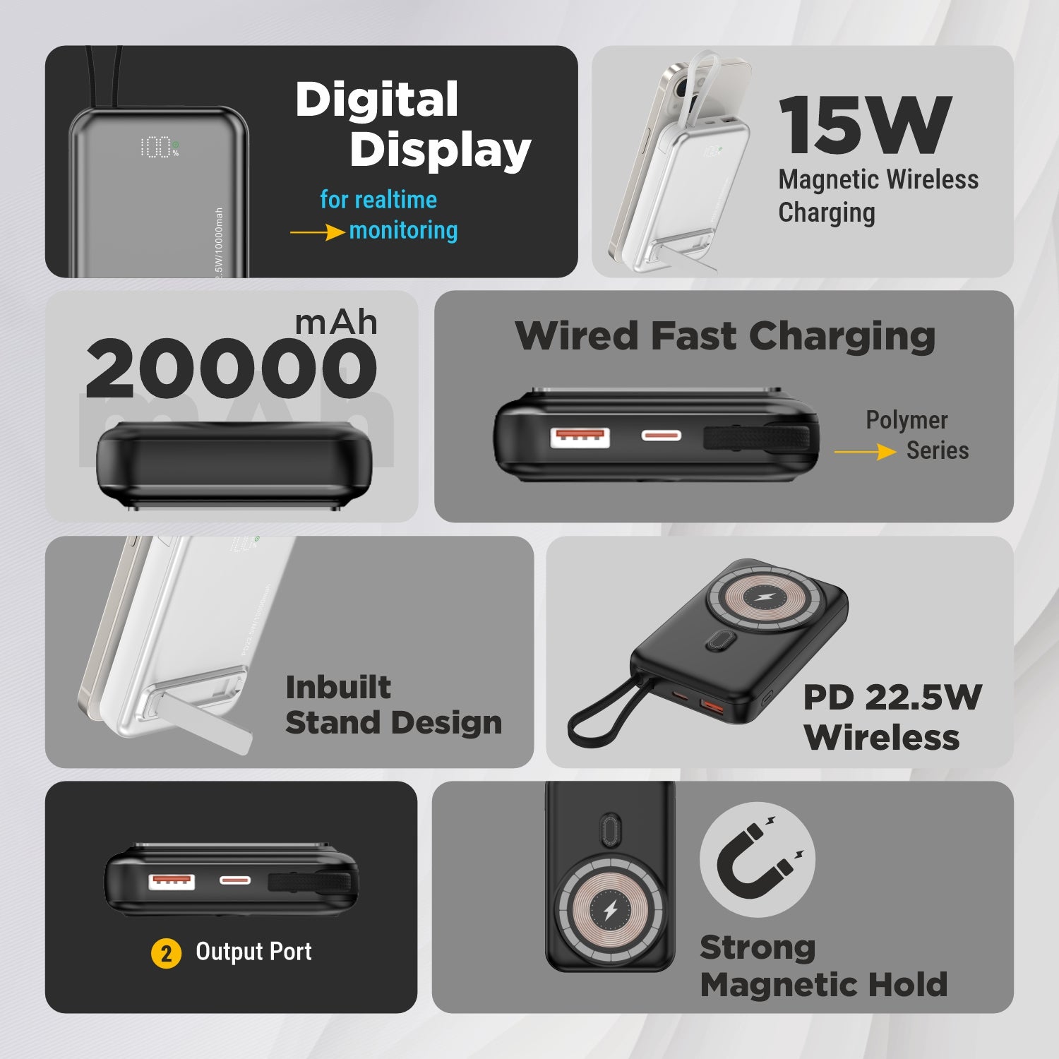 UNIX UX-1533 Magnetic Wireless Power Bank 10000mAh