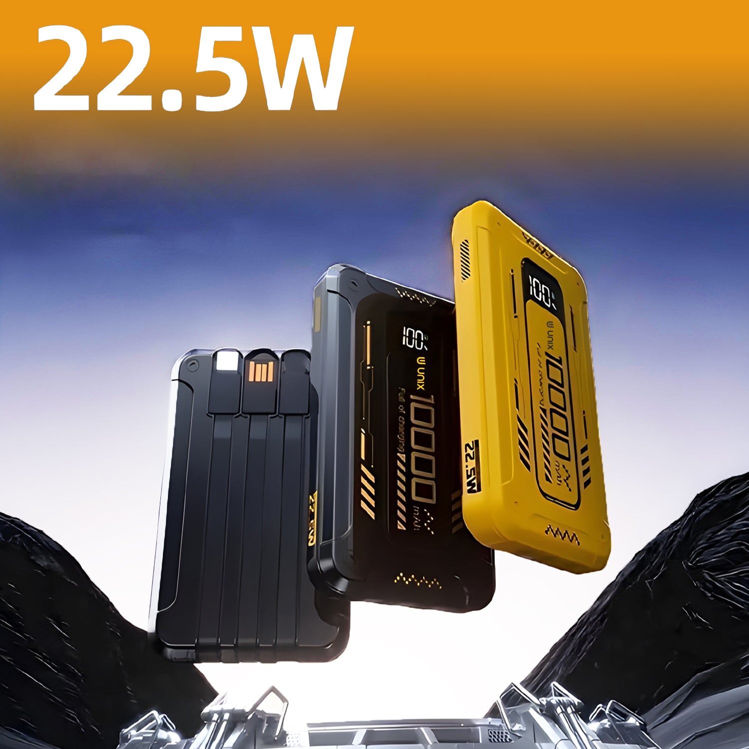 UNIX India UX-1527 10000mAh Power Bank with Inbuilt Cable, Digital Display, and Smart Chip - Unixindia.