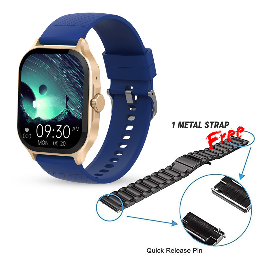 Unix USW-2 Hydra Bluetooth Calling Smartwatch | 2.1" IPS Display, Free Metal Strap, 6-Day Battery gold free metal strap