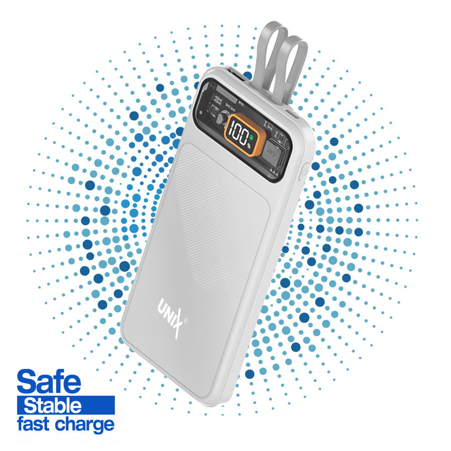 Unix UX-1513 30W PD Power Bank - Safe Stable Fast Charging White.