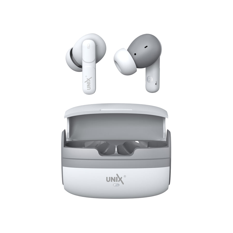 Unix UX-111 Aerobeat Wireless Earbuds | HD Sound, Long Battery Life White
