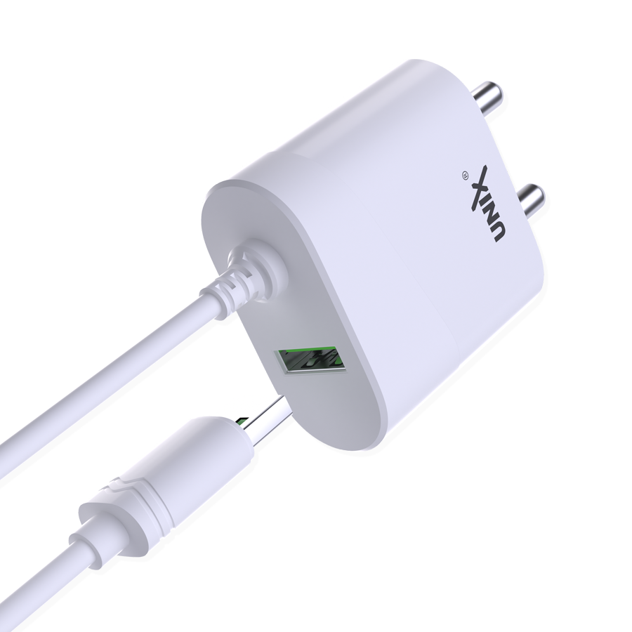 Unix UX-120 Best Travel Charger Micro USB Cable with 1 USB Port back