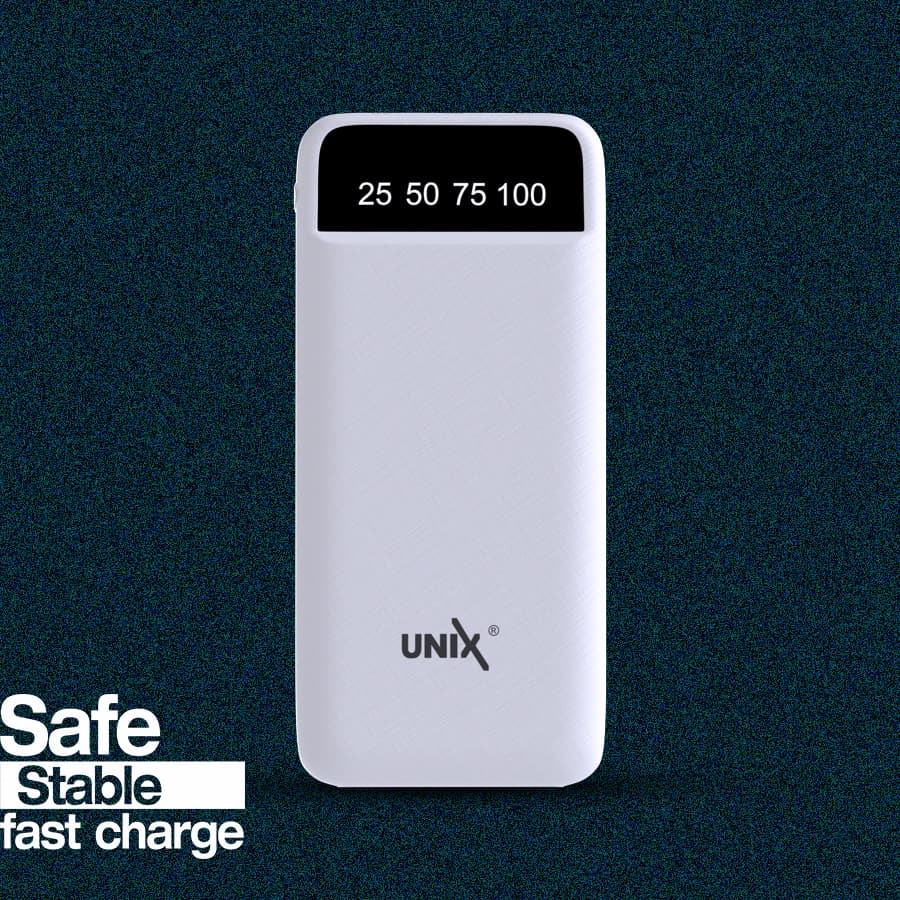 Unix UX-1520 10000mAh Power Bank - Stay Charged Anywhere, Anytime! white front full
