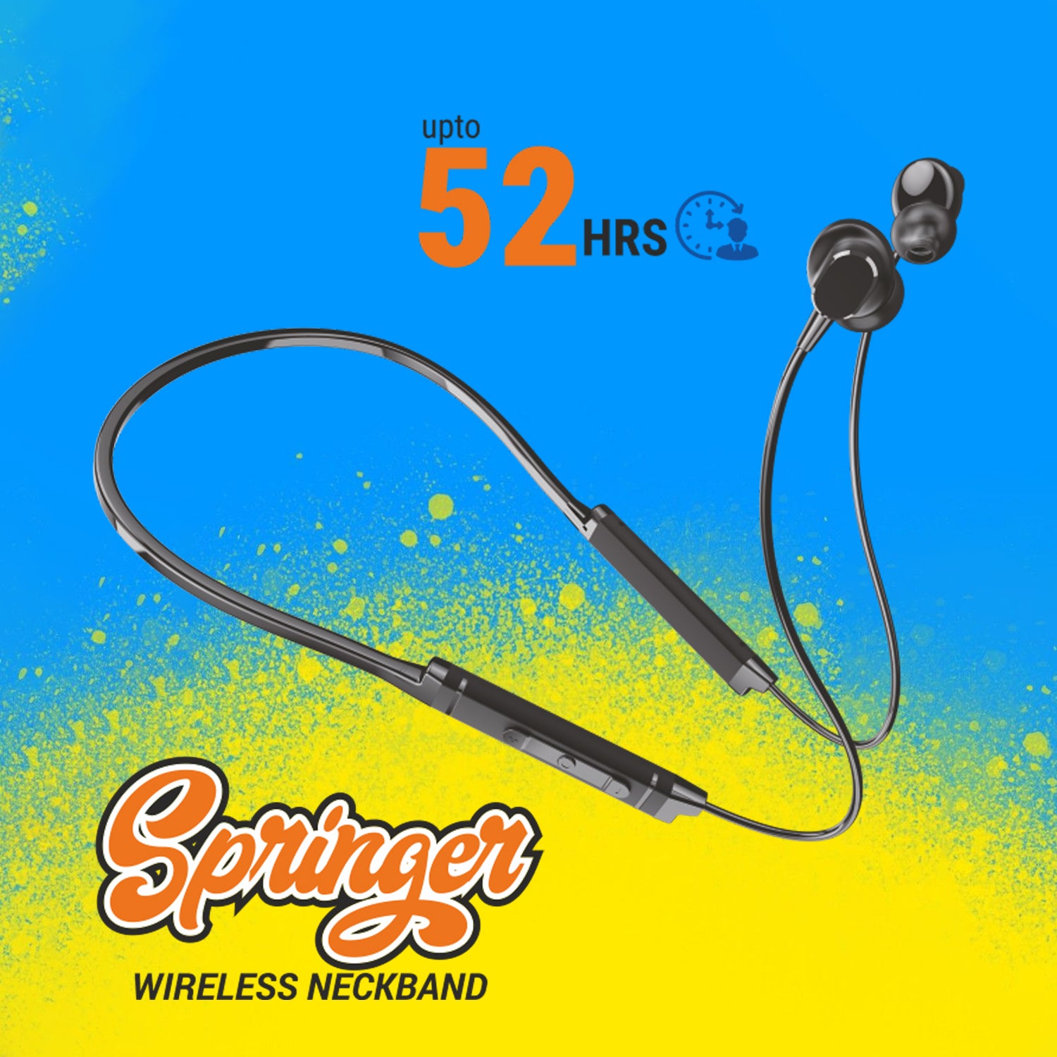 UNIX Ux-900 Springer Wireless Neckband äóñ Up to 52 Hours Playtime, Premium Bass, Type-C Fast Charging - Unixindia.