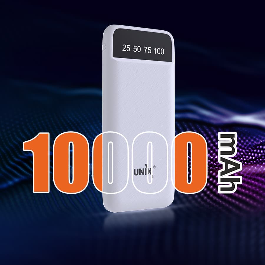 Unix UX-1520 10000mAh Power Bank - Stay Charged Anywhere, Anytime! white up