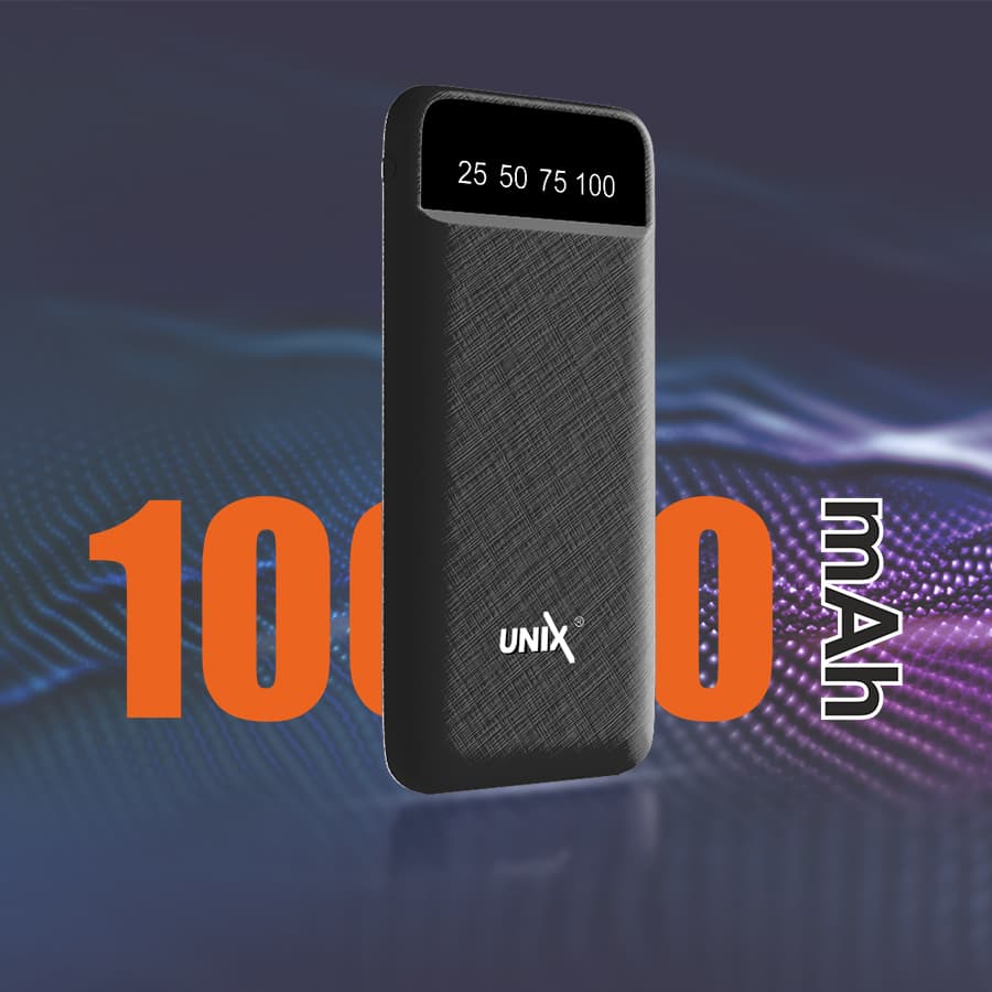 Unix UX-1520 10000mAh Power Bank - Stay Charged Anywhere, Anytime! Black front