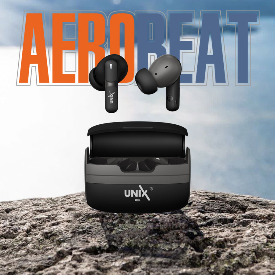 Unix UX-111 Aerobeat Wireless Earbuds | HD Sound, Long Battery Life Black back