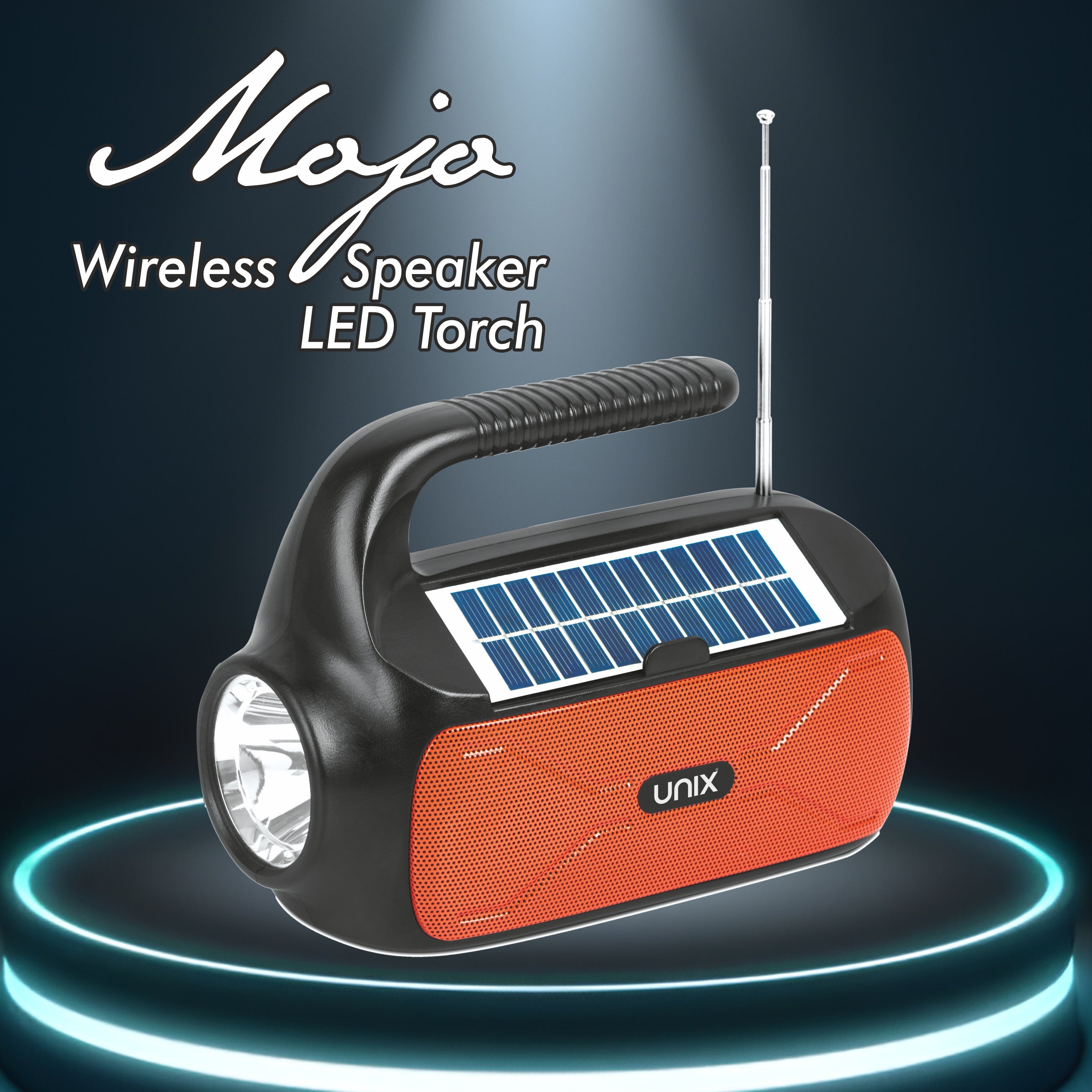 UNIX Mojo Thander Bluetooth Speaker äóñ Solar Charging, TWS Connectivity, & High-Quality Sound - Unixindia.
