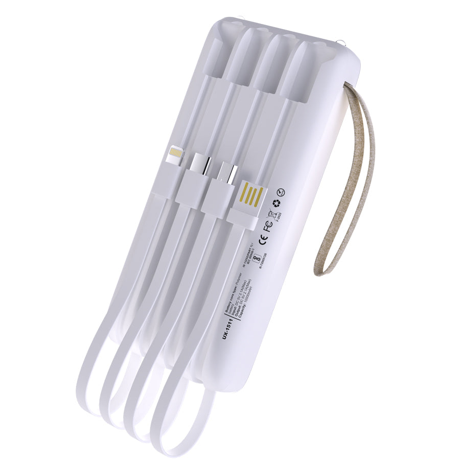 Unix UX-1511 Four In One Power Bank White back desoign