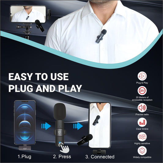 UNIX MC3 Wireless Dual Microphone äóñ Noise-Canceling, Plug & Play