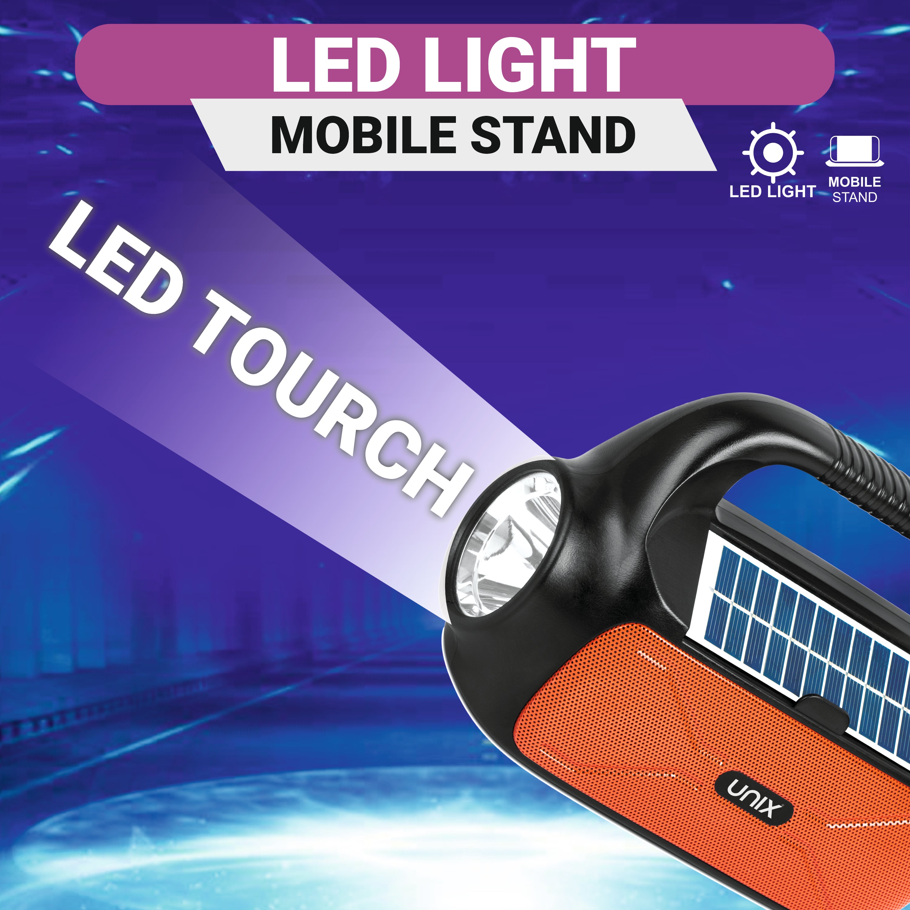 UNIX Mojo Thander Bluetooth Speaker äóñ Solar Charging, TWS Connectivity, & High-Quality Sound - Unixindia.