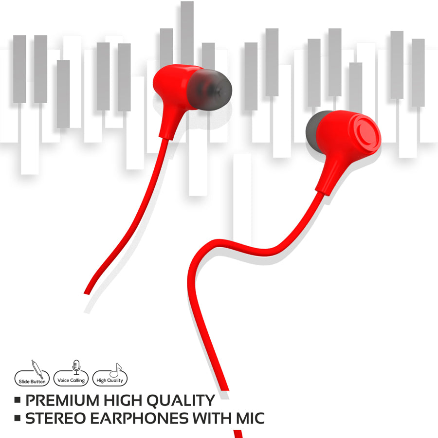 Unix Moon Wired Earphones with Stereo Sound red