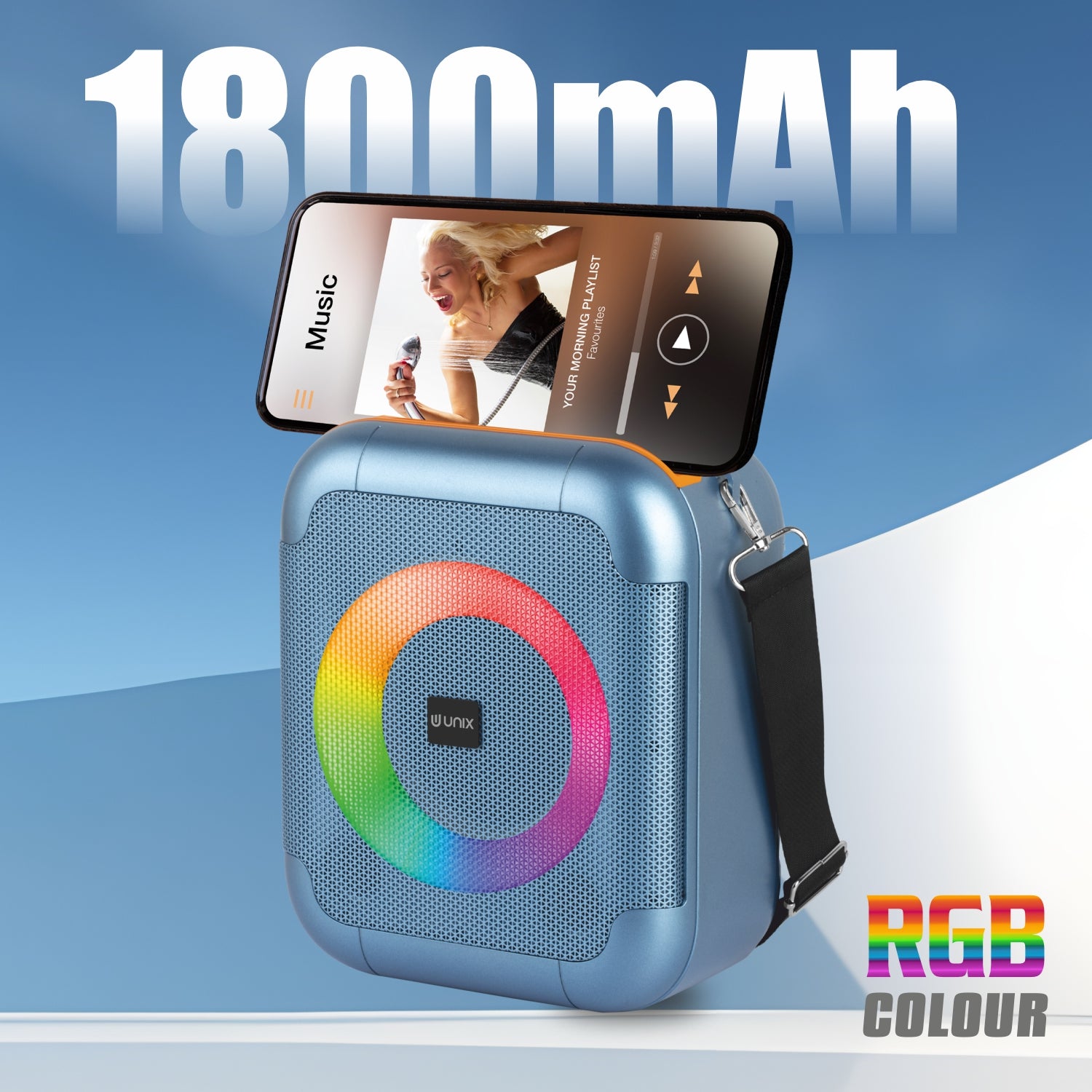 UNIX Q Box XB-U66 – 20W RGB Wireless Speaker with TWS, Super Bass & 15H Playtime