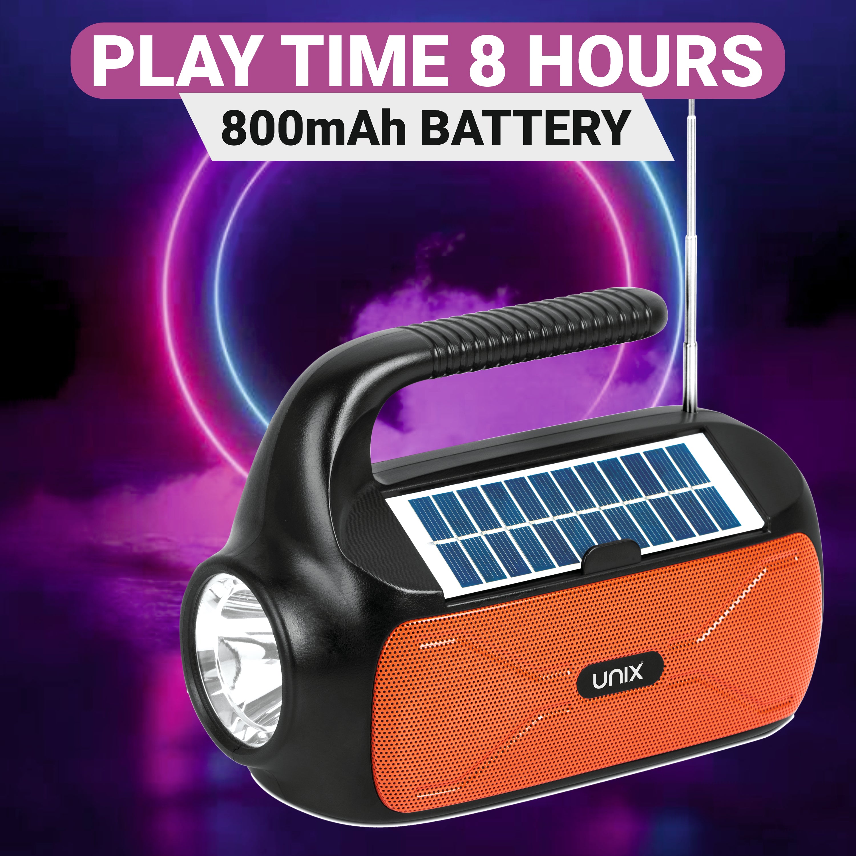 UNIX Mojo Thander Bluetooth Speaker äóñ Solar Charging, TWS Connectivity, & High-Quality Sound - Unixindia.