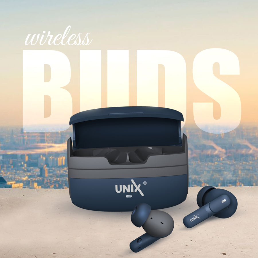 Unix UX-111 Aerobeat Wireless Earbuds | HD Sound, Long Battery Life Blue left