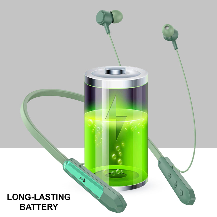 Unix Elite 6 Best Wireless Bluetooth Neckband green battery