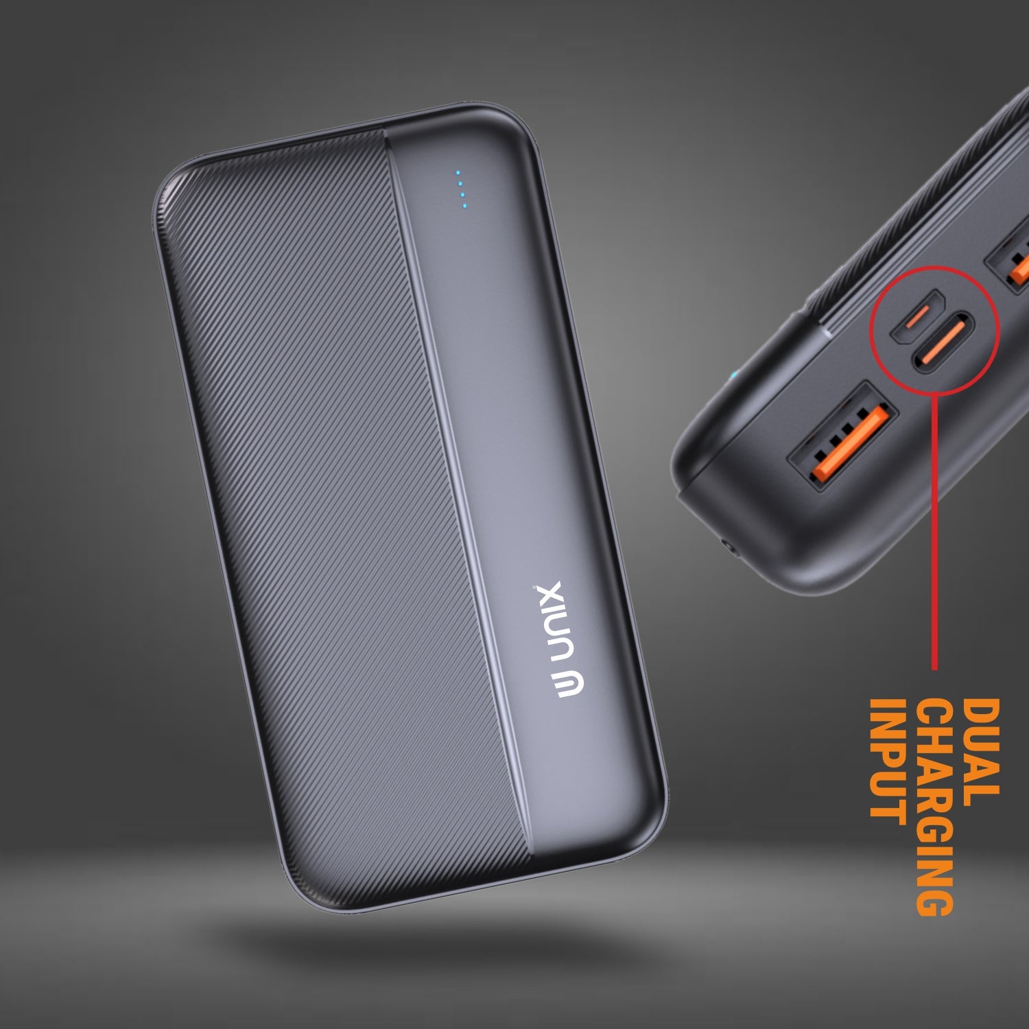 Dual Input (Micro USB + Type-C) äóñ Flexible recharging for your power bank.