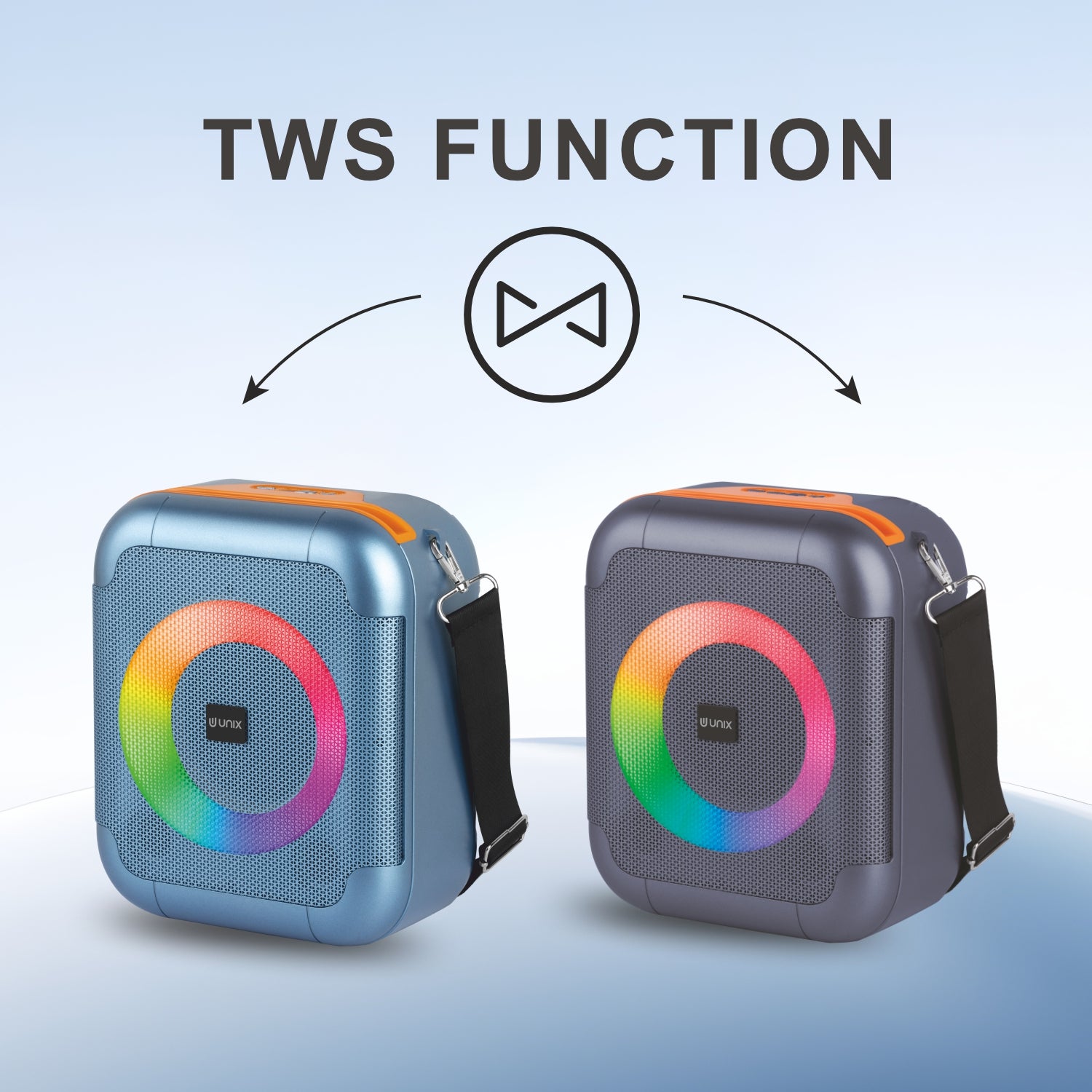 UNIX Q Box XB-U66 – 20W RGB Wireless Speaker with TWS, Super Bass & 15H Playtime
