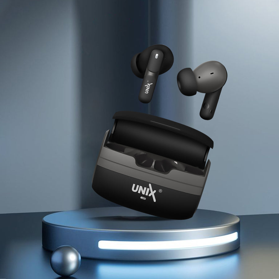 Unix UX-111 Aerobeat Wireless Earbuds | HD Sound, Long Battery Life Black up
