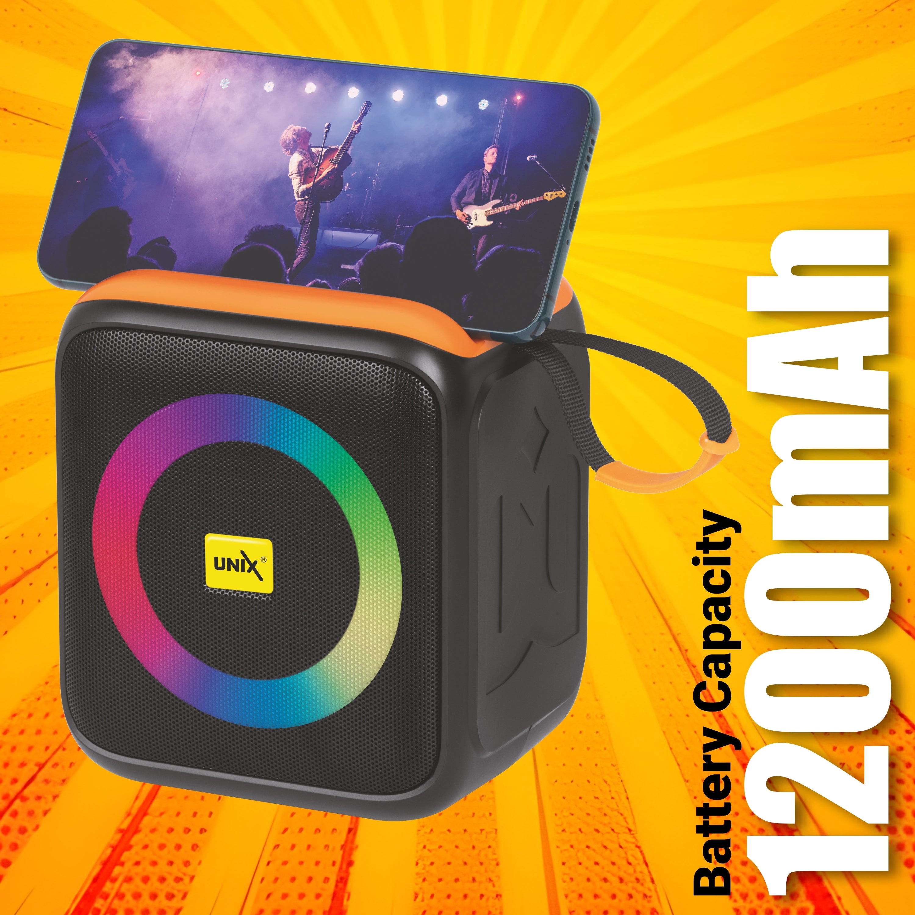 UNIX Kaboom XB-U66 Bluetooth Speaker äóñ 8W Audio with Deep Bass, RGB Lights & Long Battery - Unixindia.