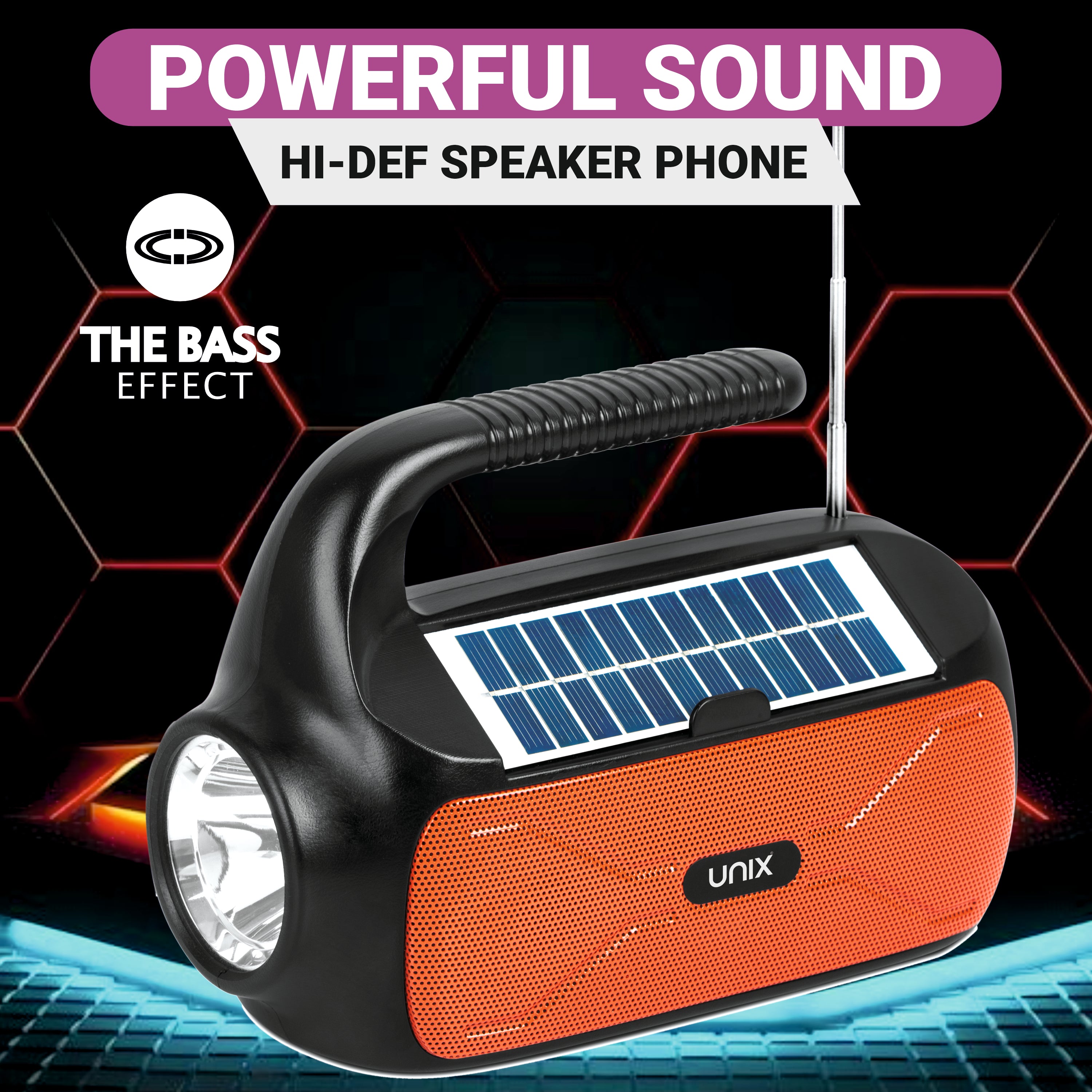 UNIX Mojo Thander Bluetooth Speaker äóñ Solar Charging, TWS Connectivity, & High-Quality Sound - Unixindia.