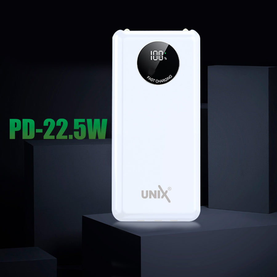 Unix UX-1518 PD-22.5W Power Bank - Multi Device Compatibility White