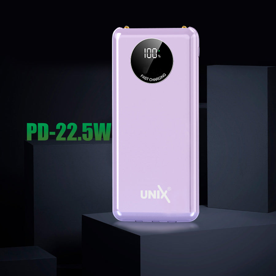 Unix UX-1518 PD-22.5W Power Bank - Multi Device Compatibility Pink