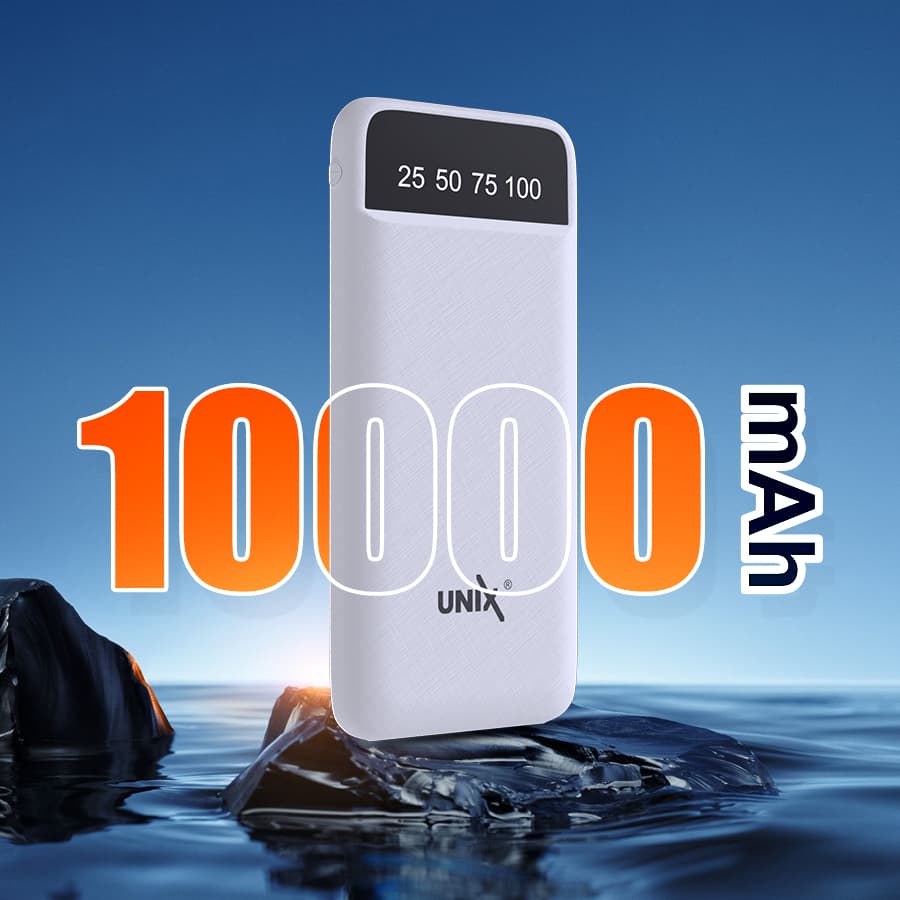 Unix UX-1520 10000mAh Power Bank - Stay Charged Anywhere, Anytime! white back